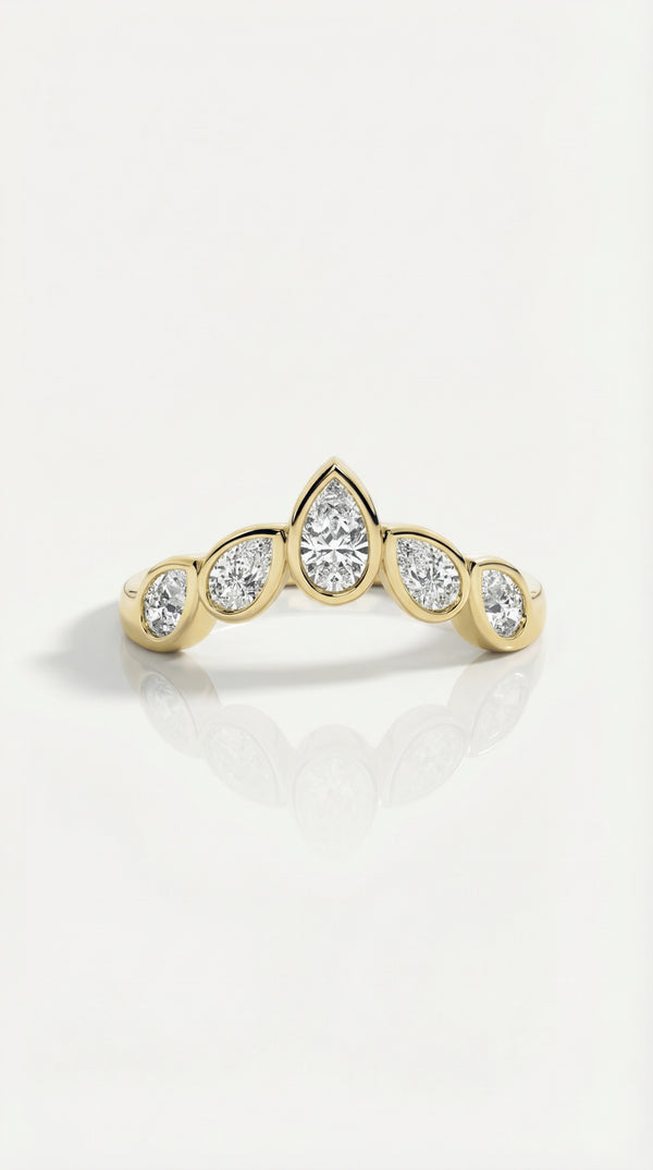 Wedding Band - 5 Pear Diamonds Bezel Set — Levendi Jewellers
