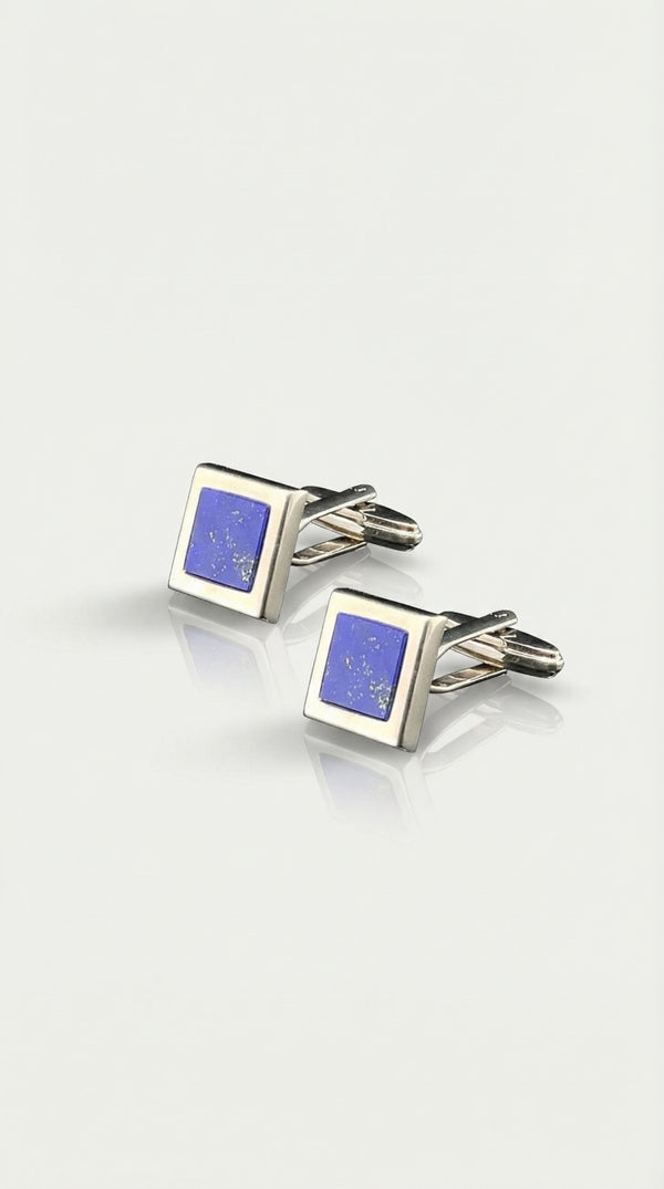 Silver Square Lapis Cufflinks — Levendi Jewellers