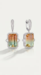 WATERMELON TOURMALINE & DIAMOND DROP EARRINGS — Levendi Jewellers