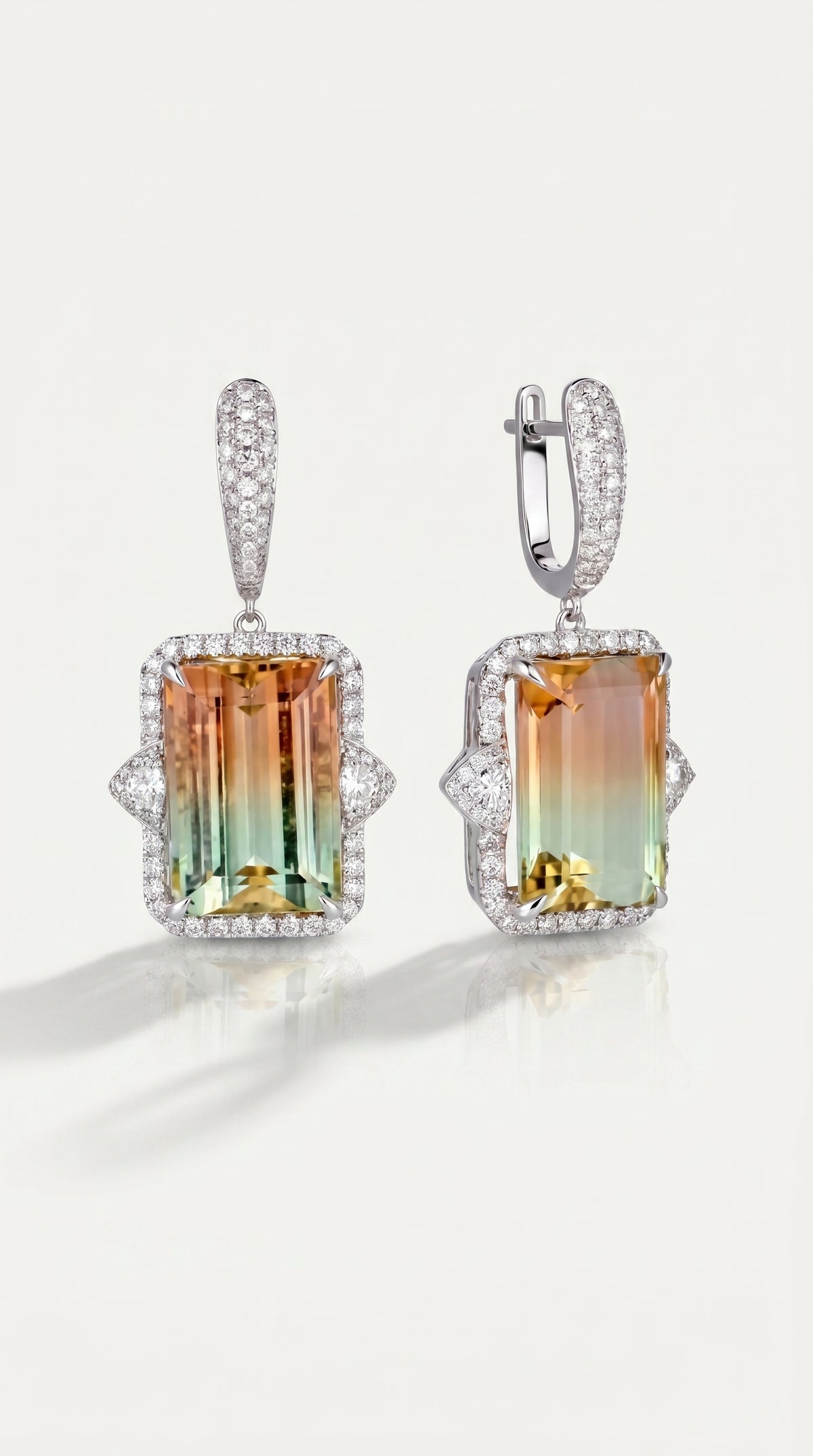 WATERMELON TOURMALINE & DIAMOND DROP EARRINGS — Levendi Jewellers