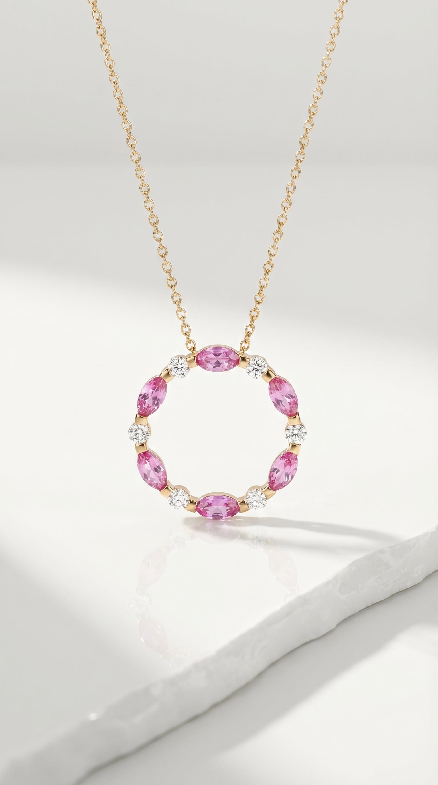 Rose Gold Pink Sapphire Necklace