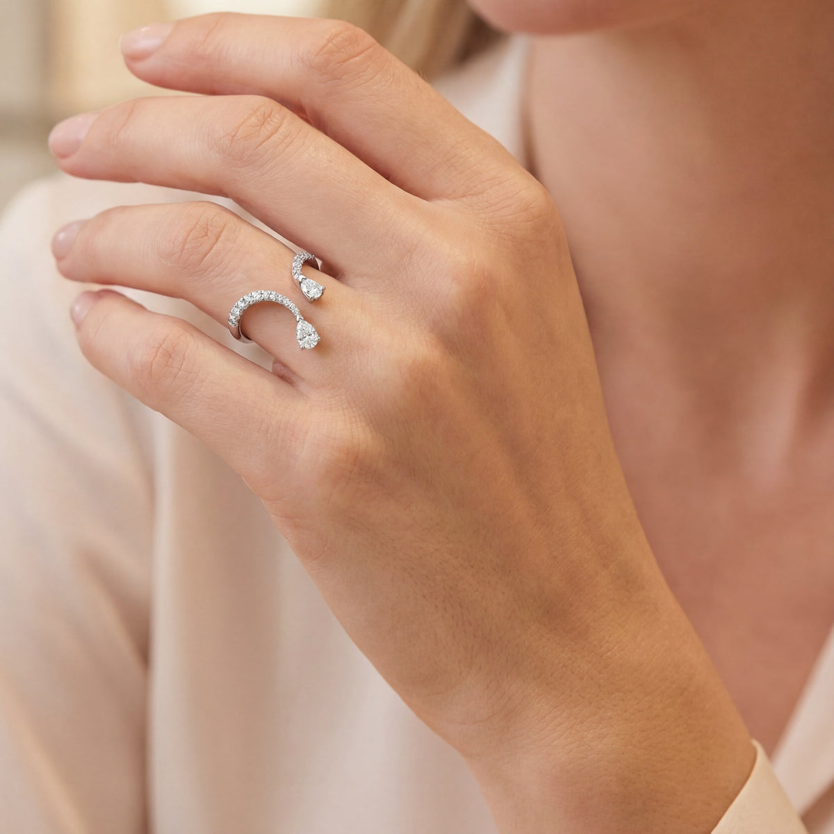 Double Pear Open Band, view 2 — Levendi Jewellers