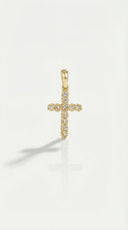 Thea - Petite Yellow Gold Diamonds Cross — Levendi Jewellers