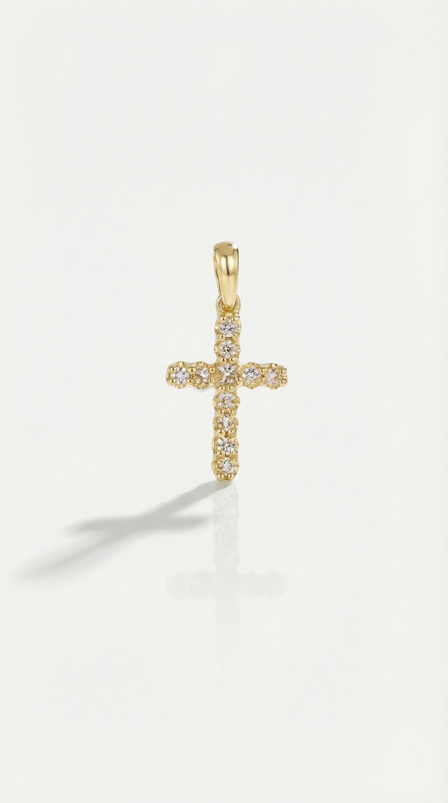 Thea - Petite Yellow Gold Diamonds Cross