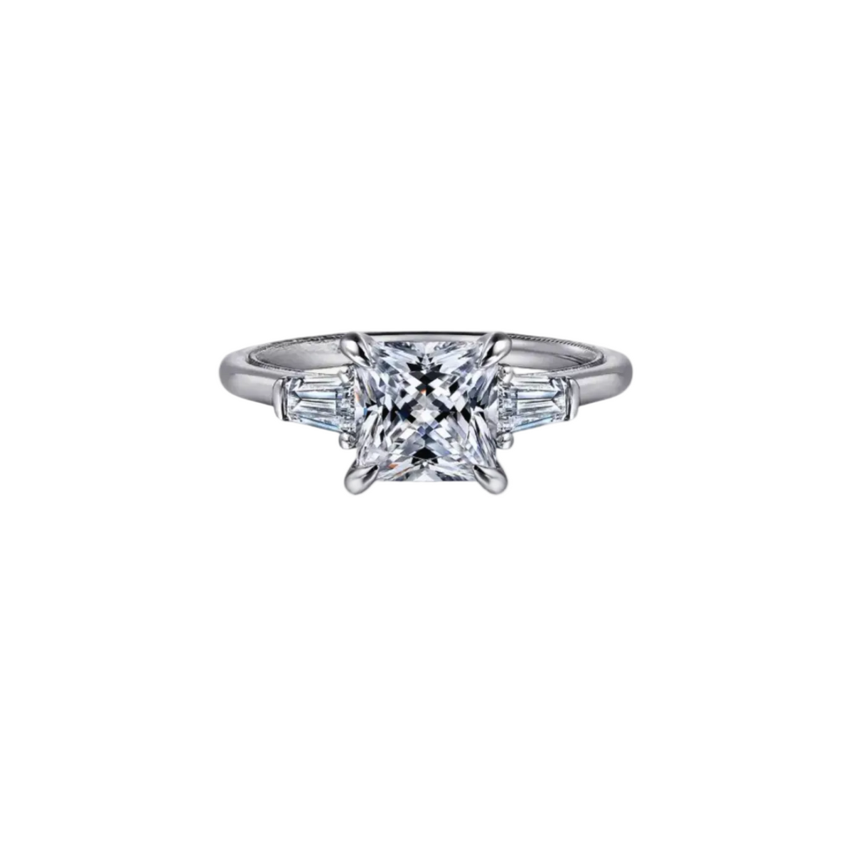 Levendi Classic Trilogy - Princess and Baguette Cut Engagement Ring ...
