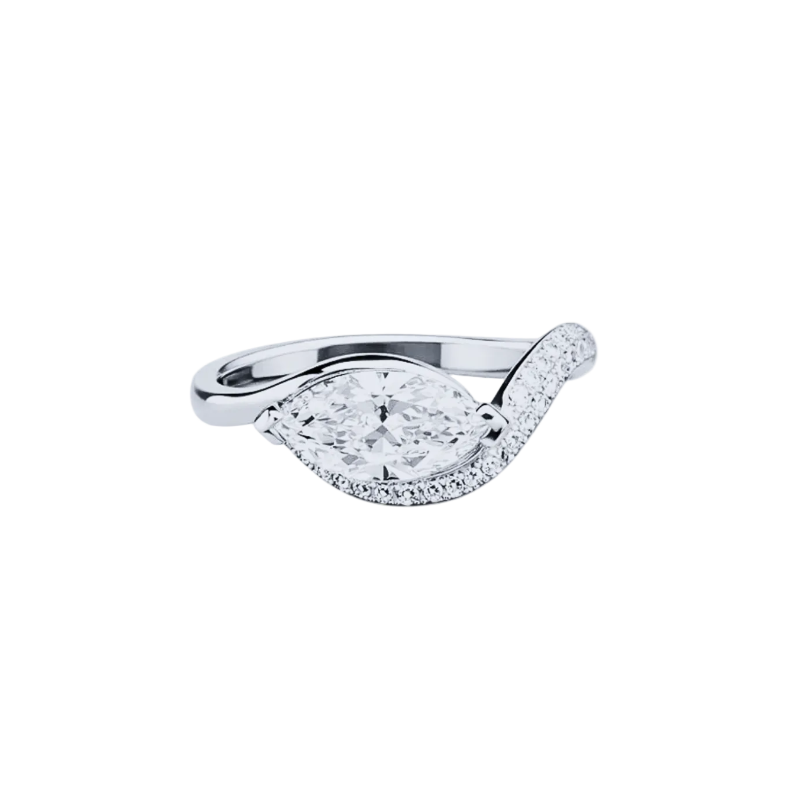 Levendi Wave of Love - Marquise Cut Pave Engagement Ring