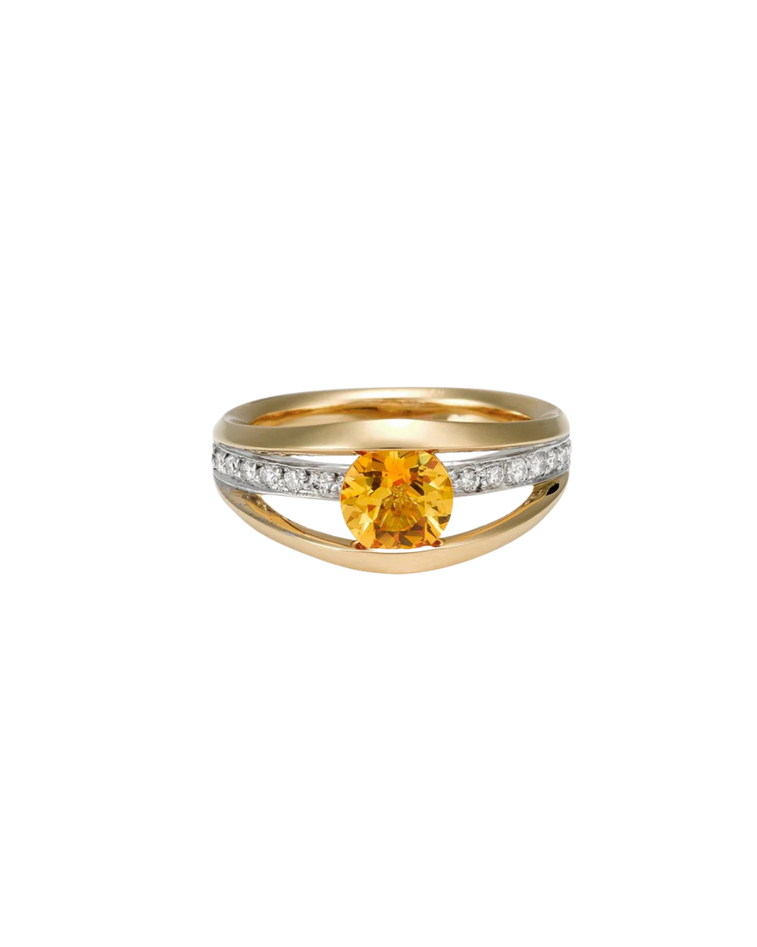 The Ellipse Iconic Round Brilliant Cut Orange Sapphire Engagement Ring