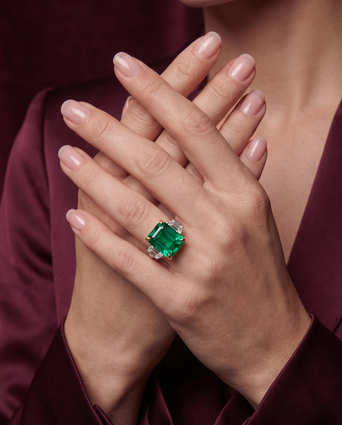 The Esmeralda Colombian Emerald Ring, view 2 — Levendi Jewellers