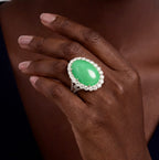 Sophia Levendi - Cabochon Chrysoprase and Diamond Ring, view 2 — Levendi Jewellers