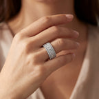 White Gold Channel Set Diamond Band with Round and Princess Cut Diamonds., view 2 — Levendi Jewellers