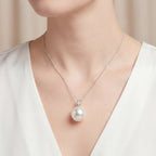 Australian South Sea Pearl - Round 12mm Diamonds Bail Pendant, view 2 — Levendi Jewellers