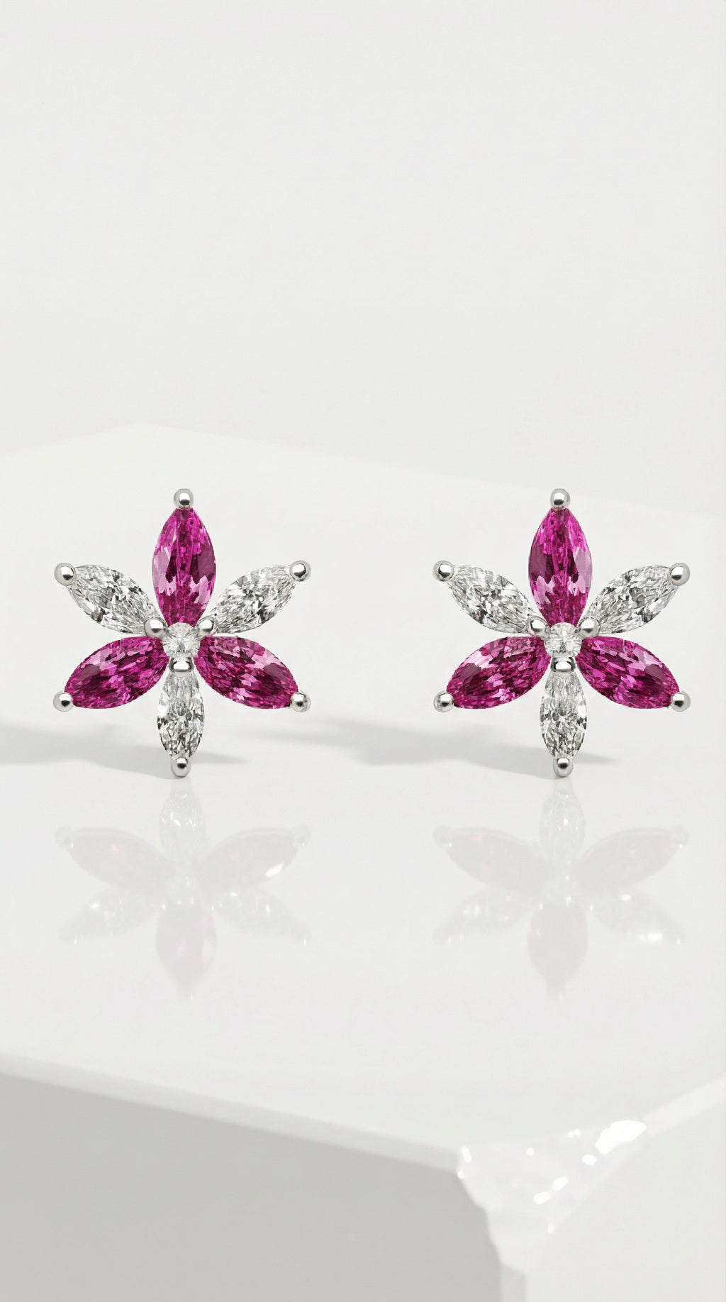 Pink Sapphire & Diamond Maquise Floral Earrings — Levendi Jewellers