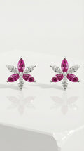Pink Sapphire & Diamond Maquise Floral Earrings