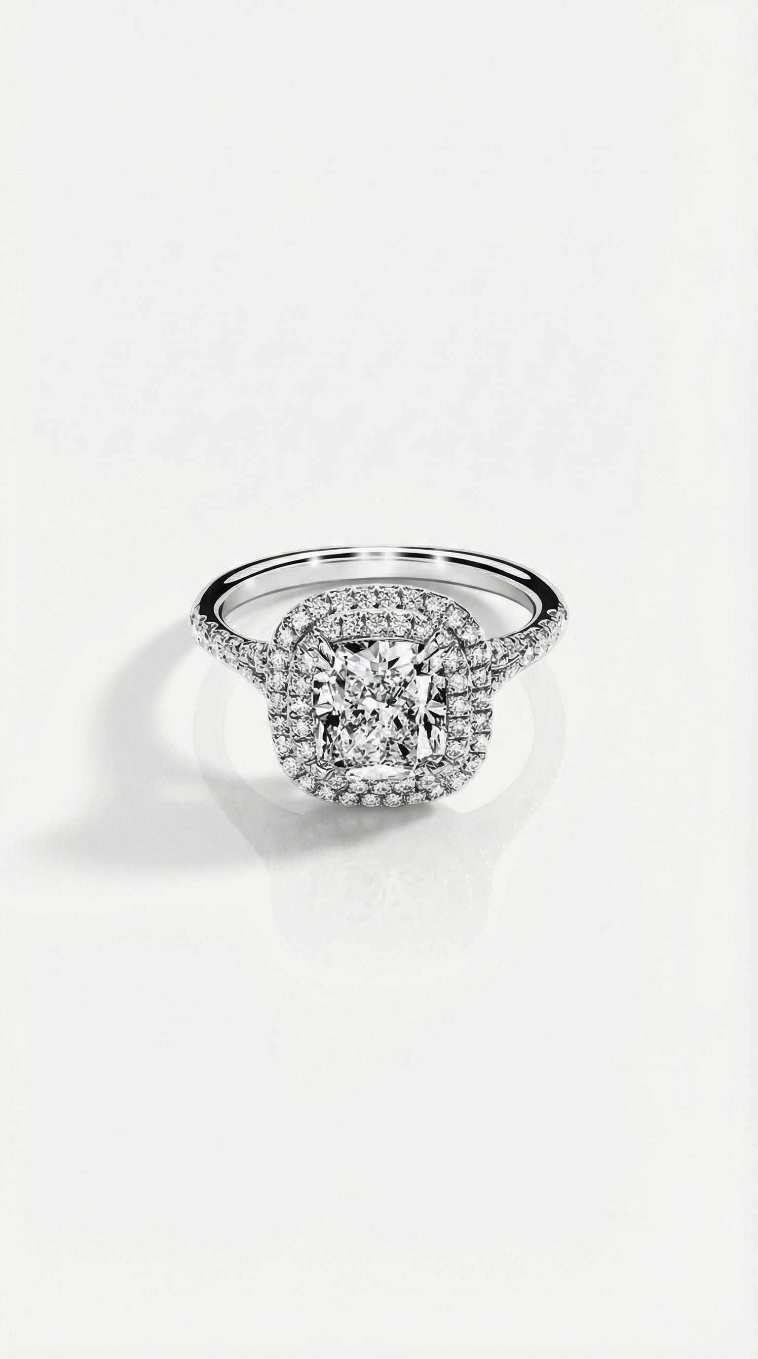 Levendi Classic - Square Cushion Double Halo Engagement Ring