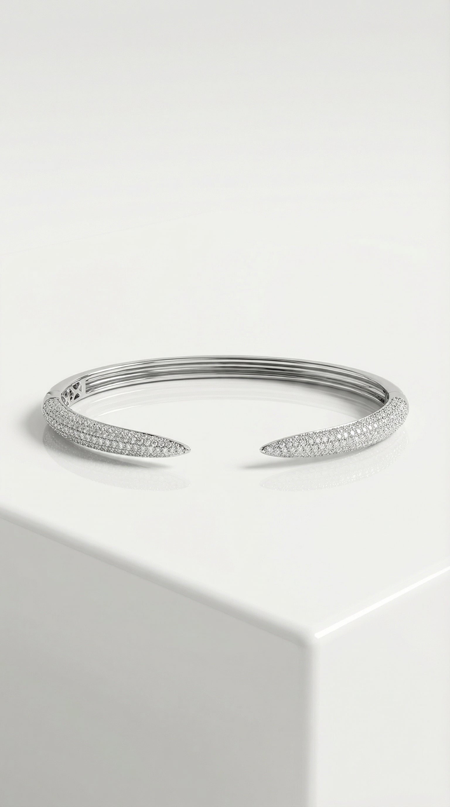 Tapered Diamond Pave Open Bangle