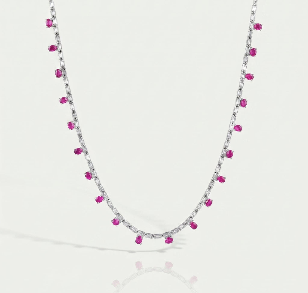 Candy Rubies & Diamond Tennis Necklace — Levendi Jewellers