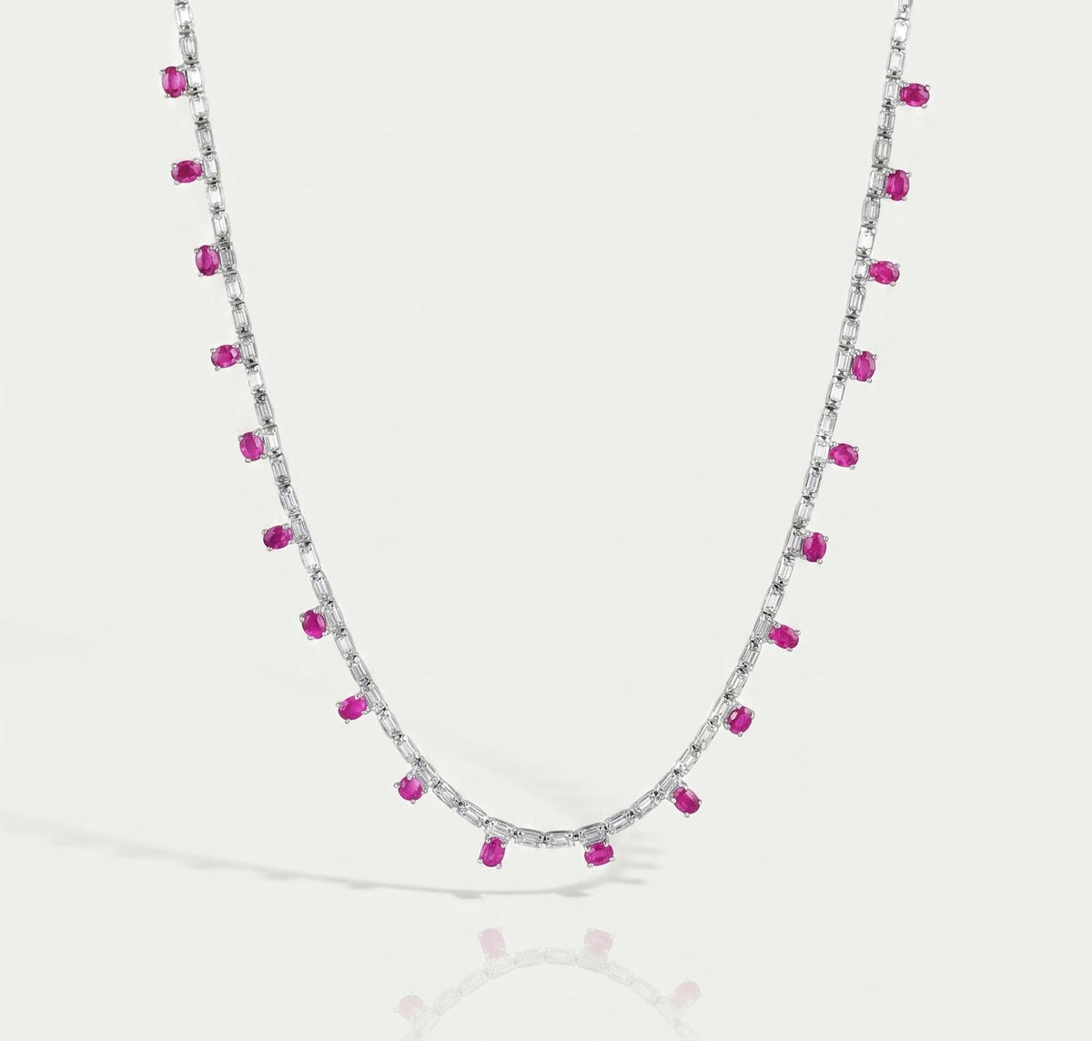 Candy Rubies & Diamond Tennis Necklace — Levendi Jewellers