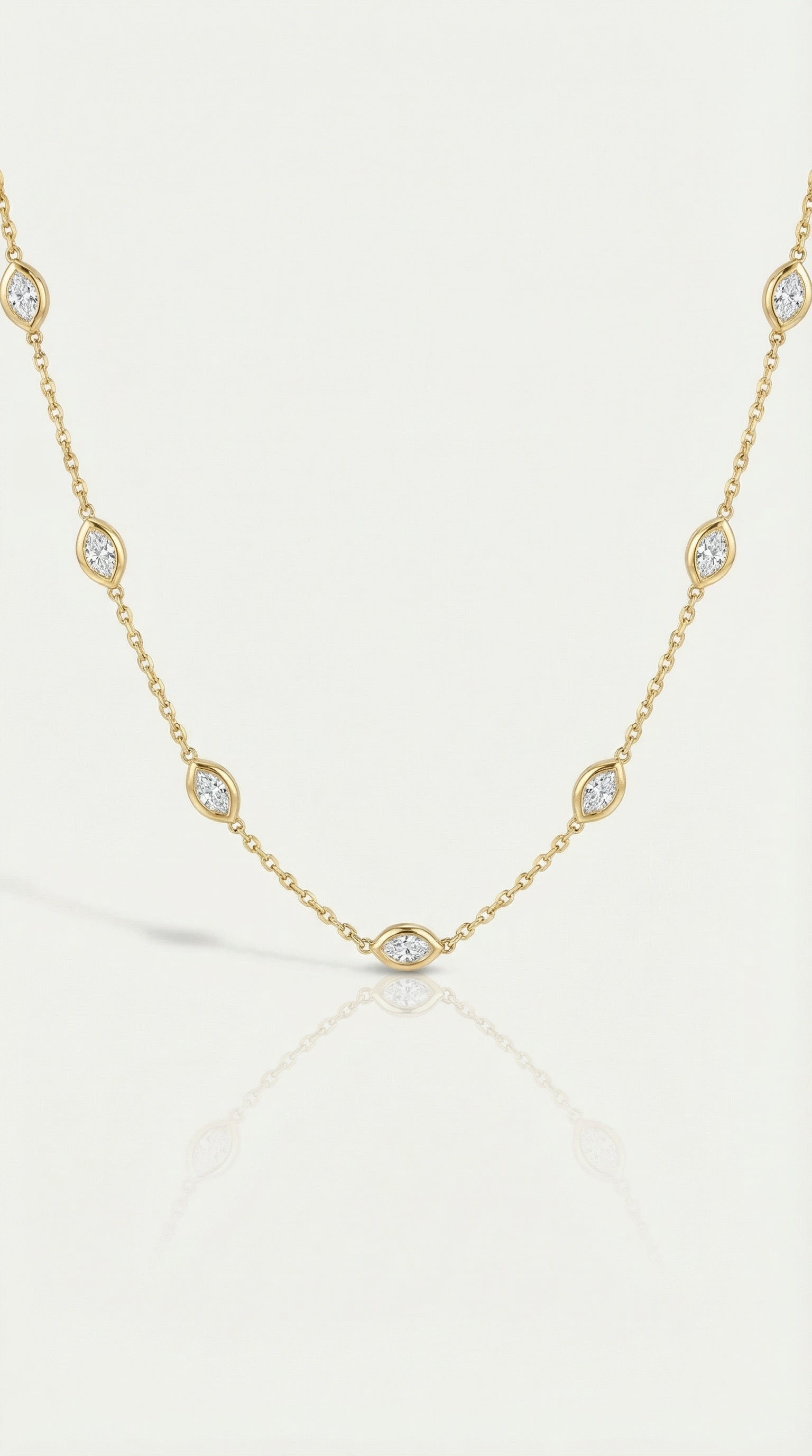 Levendi Pure Line - 12 Diamonds Mix Shape Bezel Set Fine Necklace