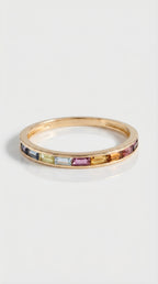 Rainbow - Channel Multi Gemstone Baguette Ring — Levendi Jewellers