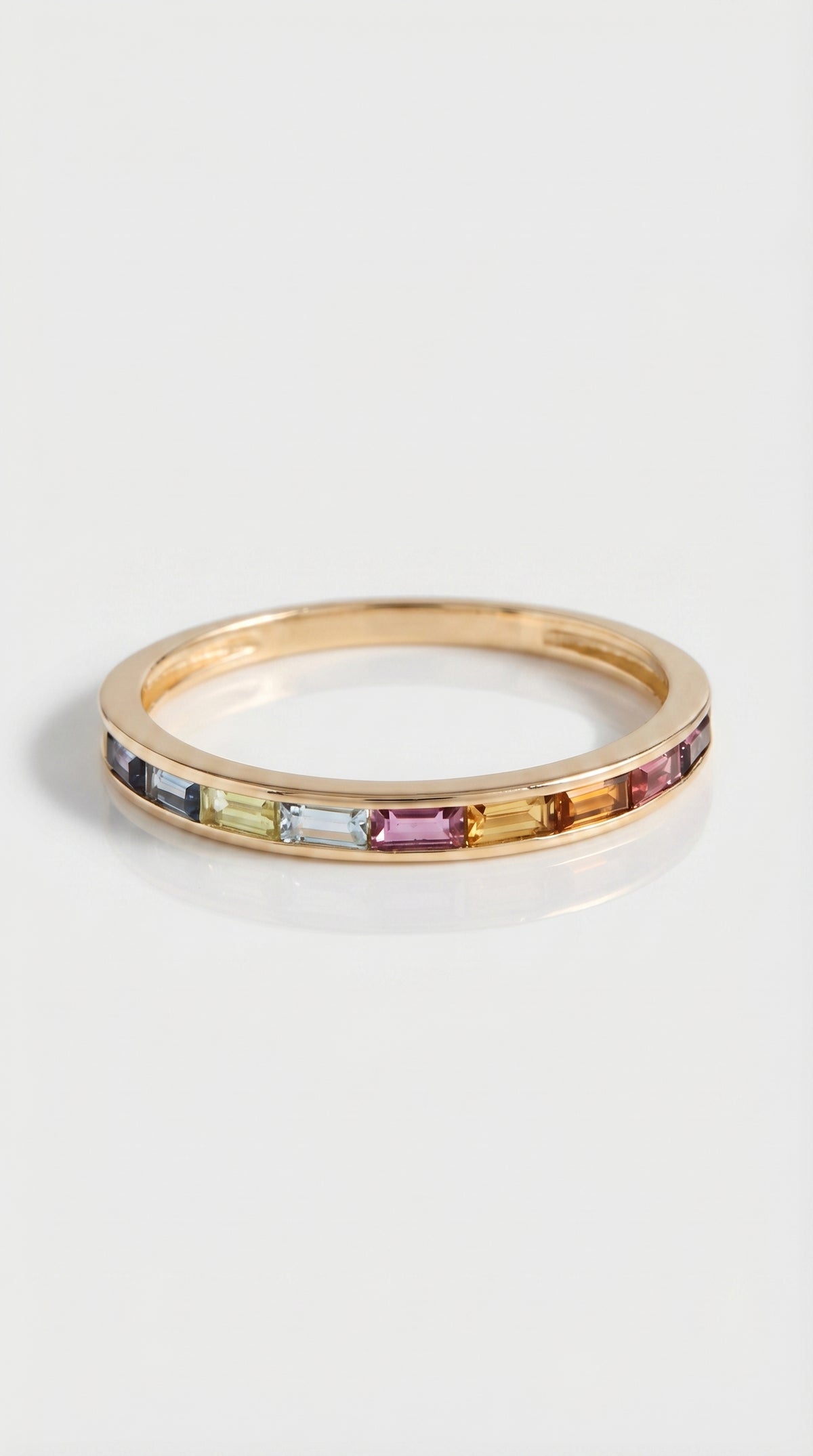 Rainbow - Channel Multi Gemstone Baguette Ring — Levendi Jewellers