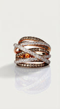 Champagne & White Diamond Crossover Dress Ring