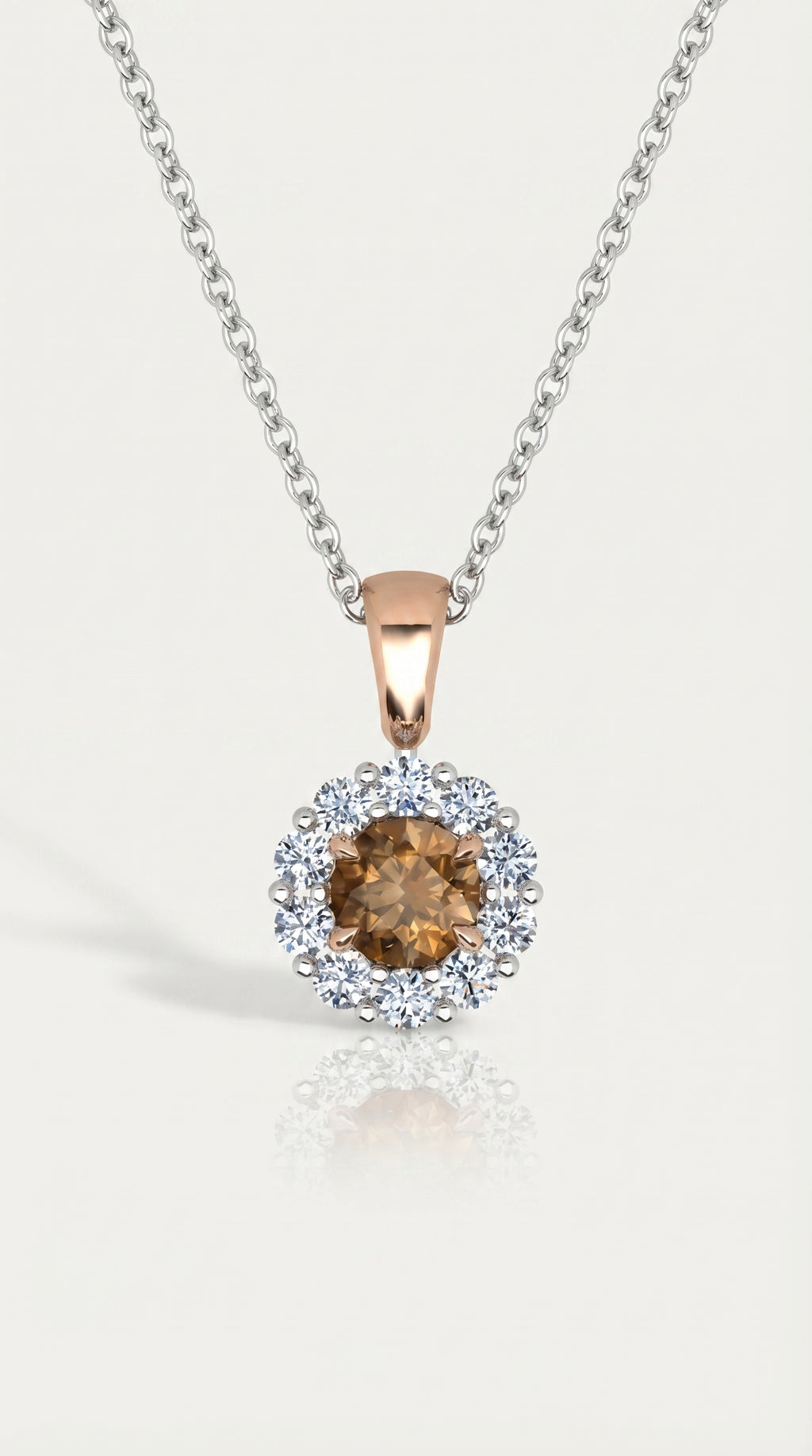 Champagne Diamond & White Diamond Halo Pendant — Levendi Jewellers