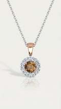 Champagne Diamond & White Diamond Halo Pendant