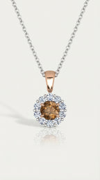 Champagne Diamond & White Diamond Halo Pendant — Levendi Jewellers