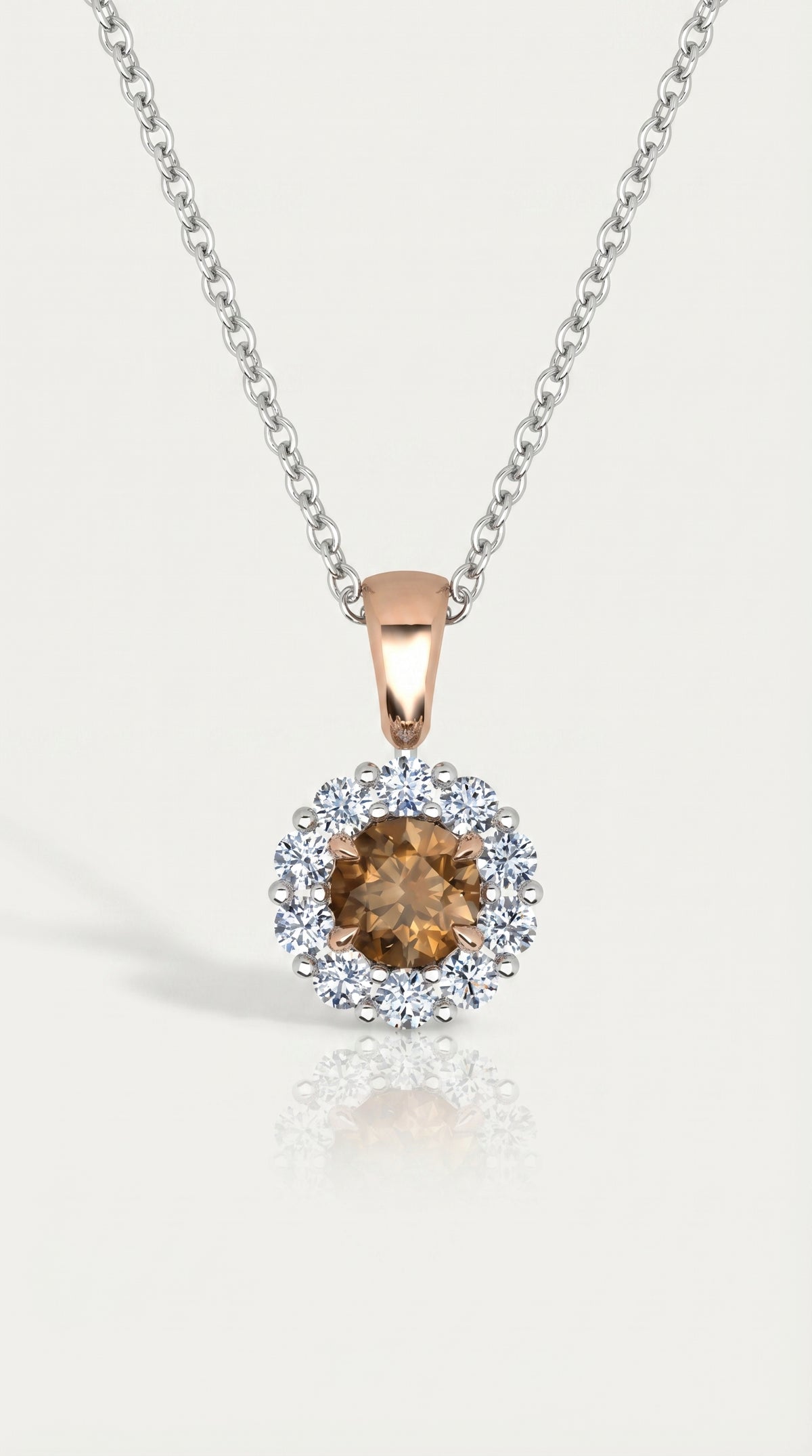 Champagne Diamond & White Diamond Halo Pendant — Levendi Jewellers