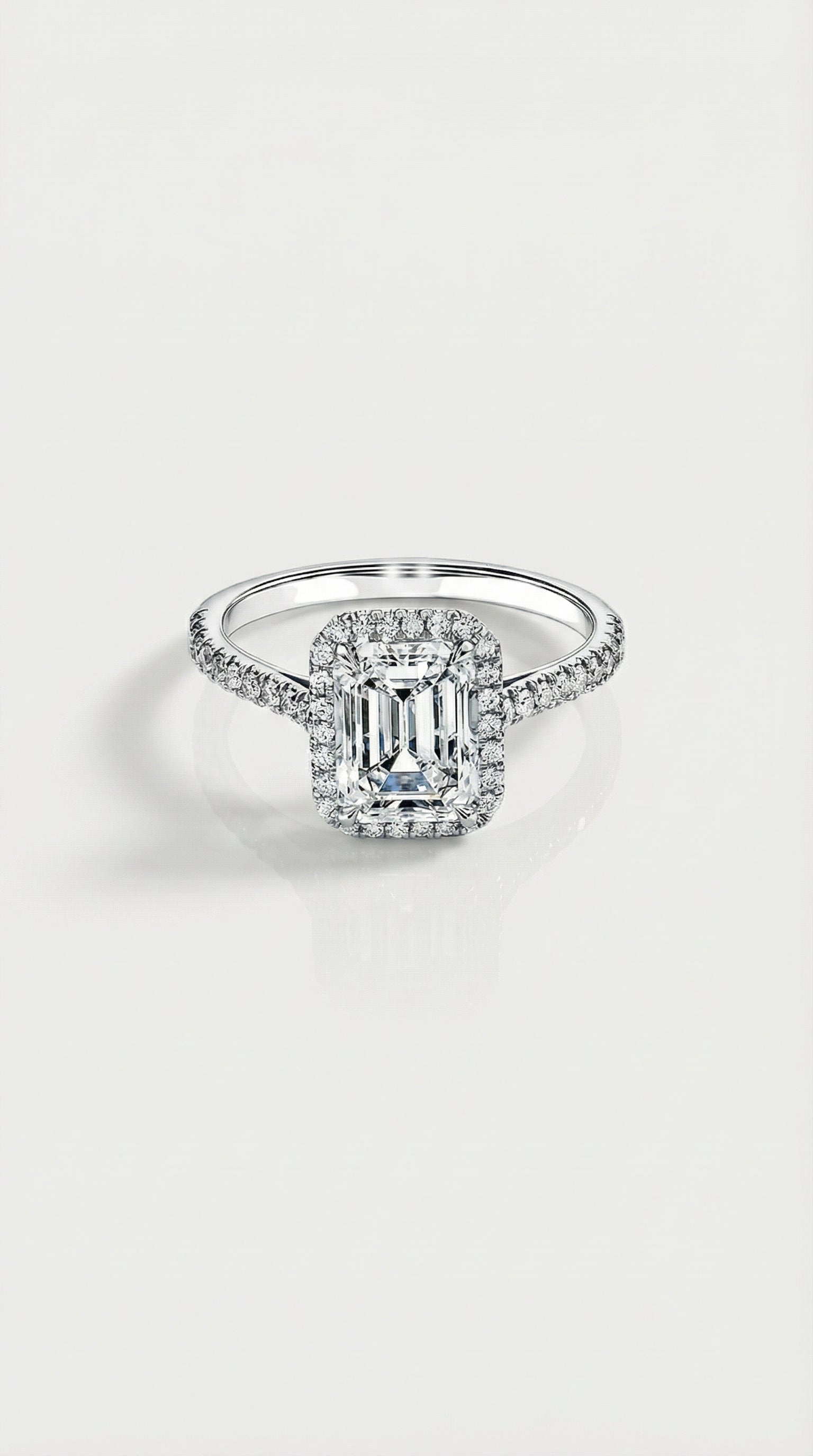 Levendi Classic - Emerald Cut Halo Engagement Ring