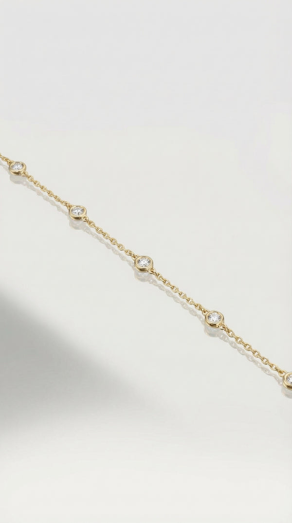Pure Line - 6 Round Bezel Set Fine Bracelet — Levendi Jewellers