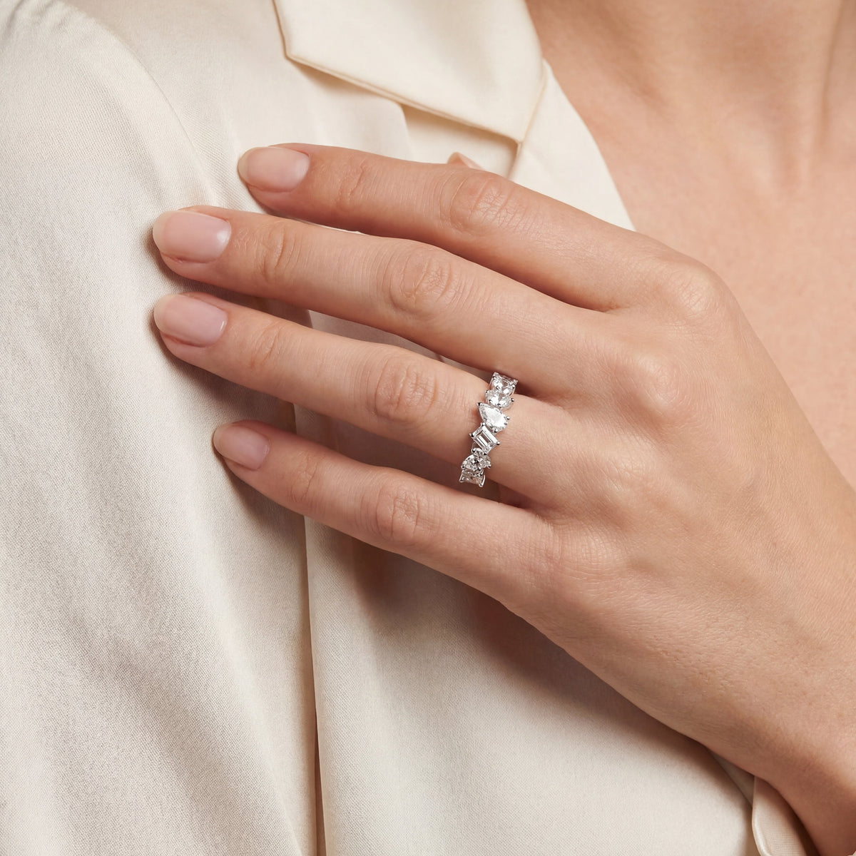 Symphony of Facets - White Gold Diamond Ring, view 2 — Levendi Jewellers