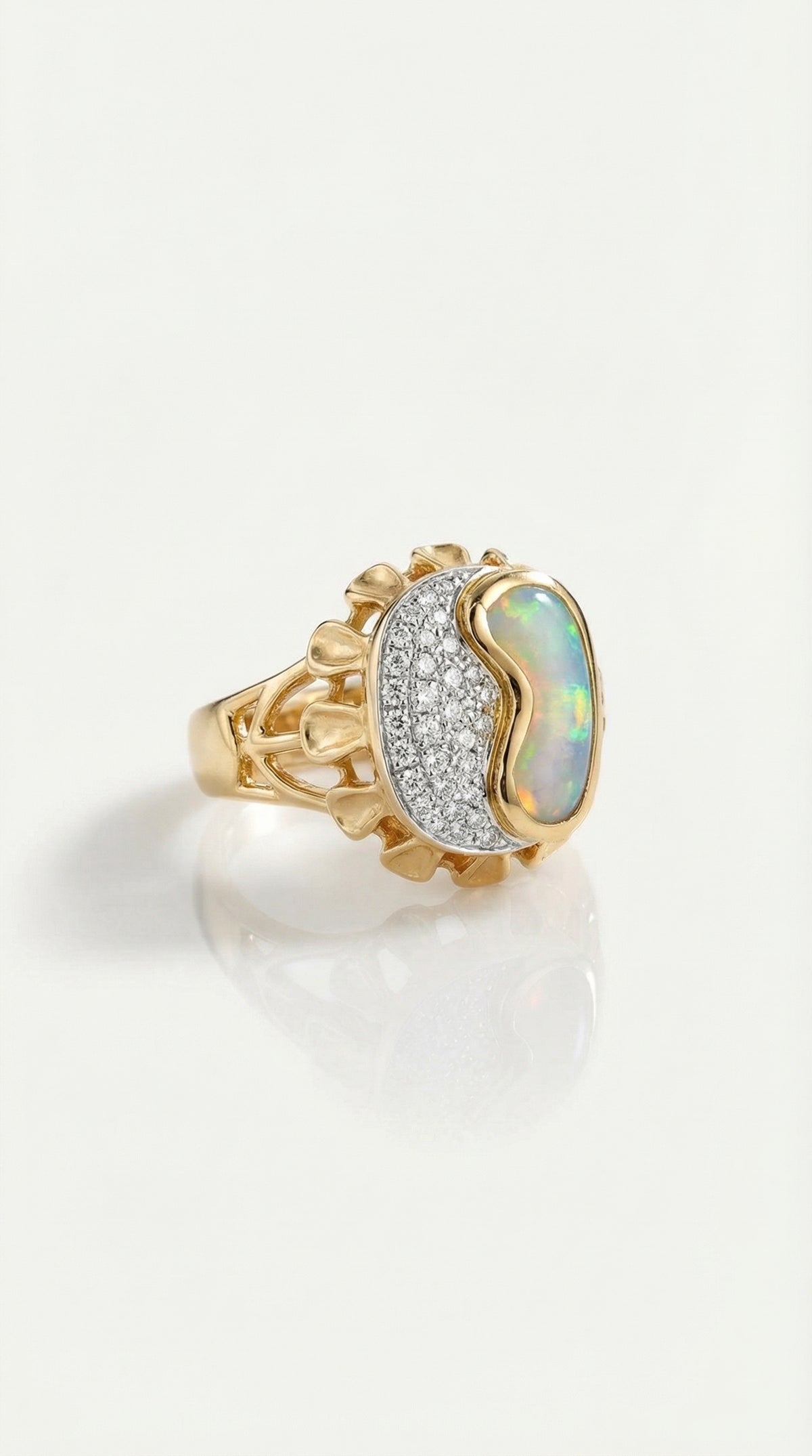 Australian Boulder Opal & Diamonds Ring — Levendi Jewellers