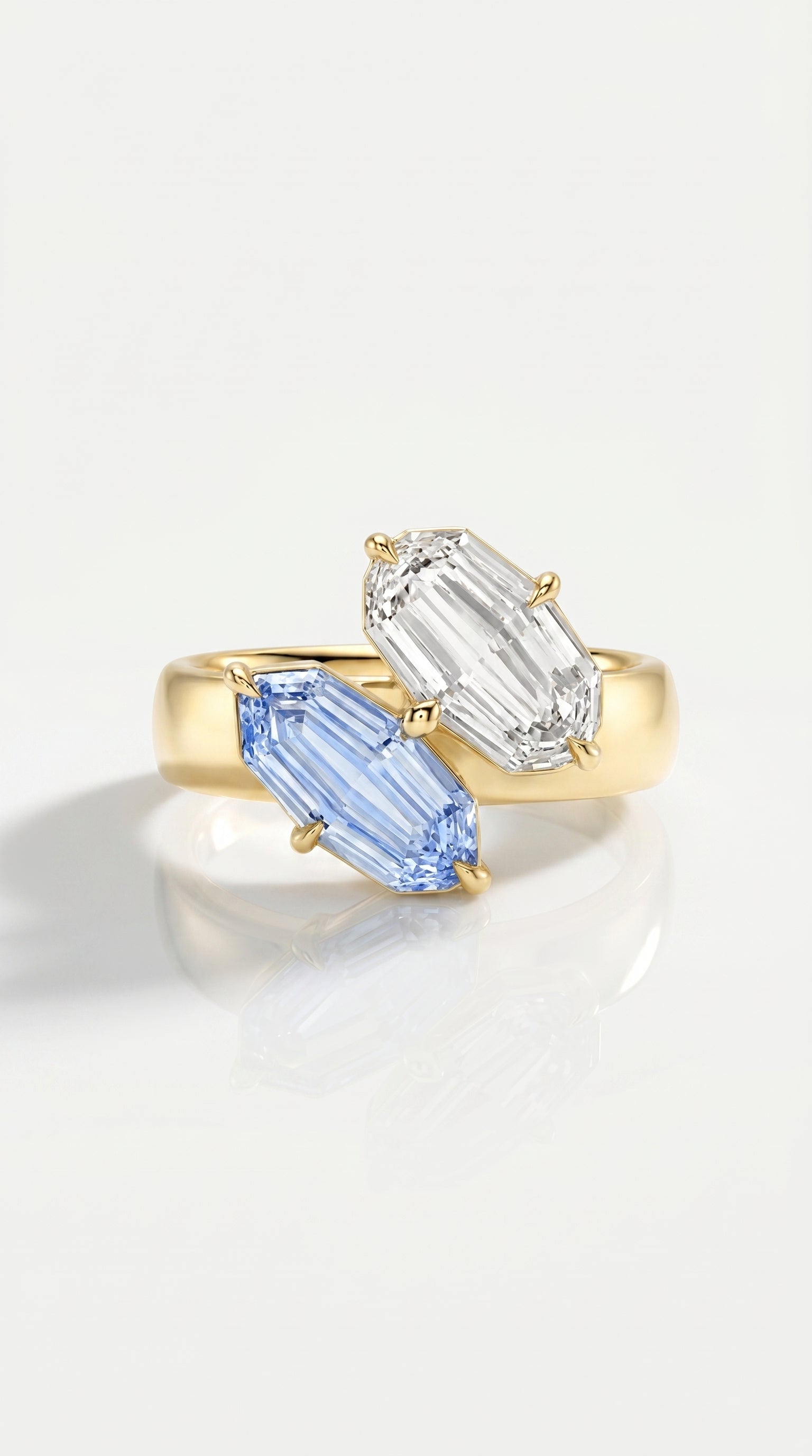 Levendi Wave of Love - Shield Cut Sapphire Engagement Ring