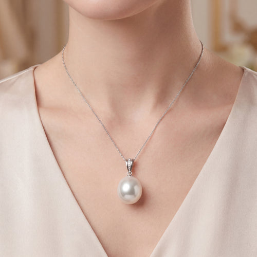 Australian South Sea Pearl - Round 16 mm Groove Diamond Bail