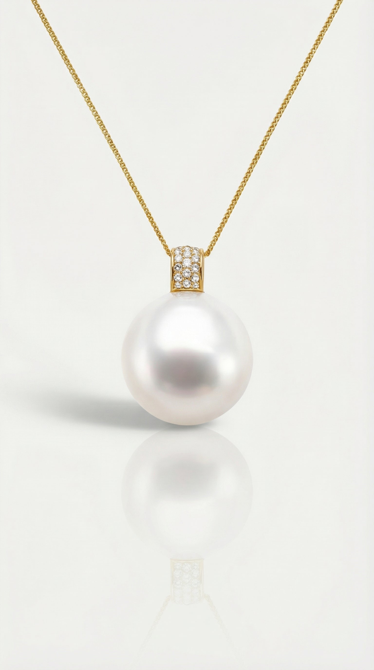 Australian South Sea Pearl - Round 15 mm Diamonds Bail Pendant