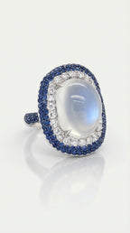 Moonstone Sapphire & Diamond Ring — Levendi Jewellers