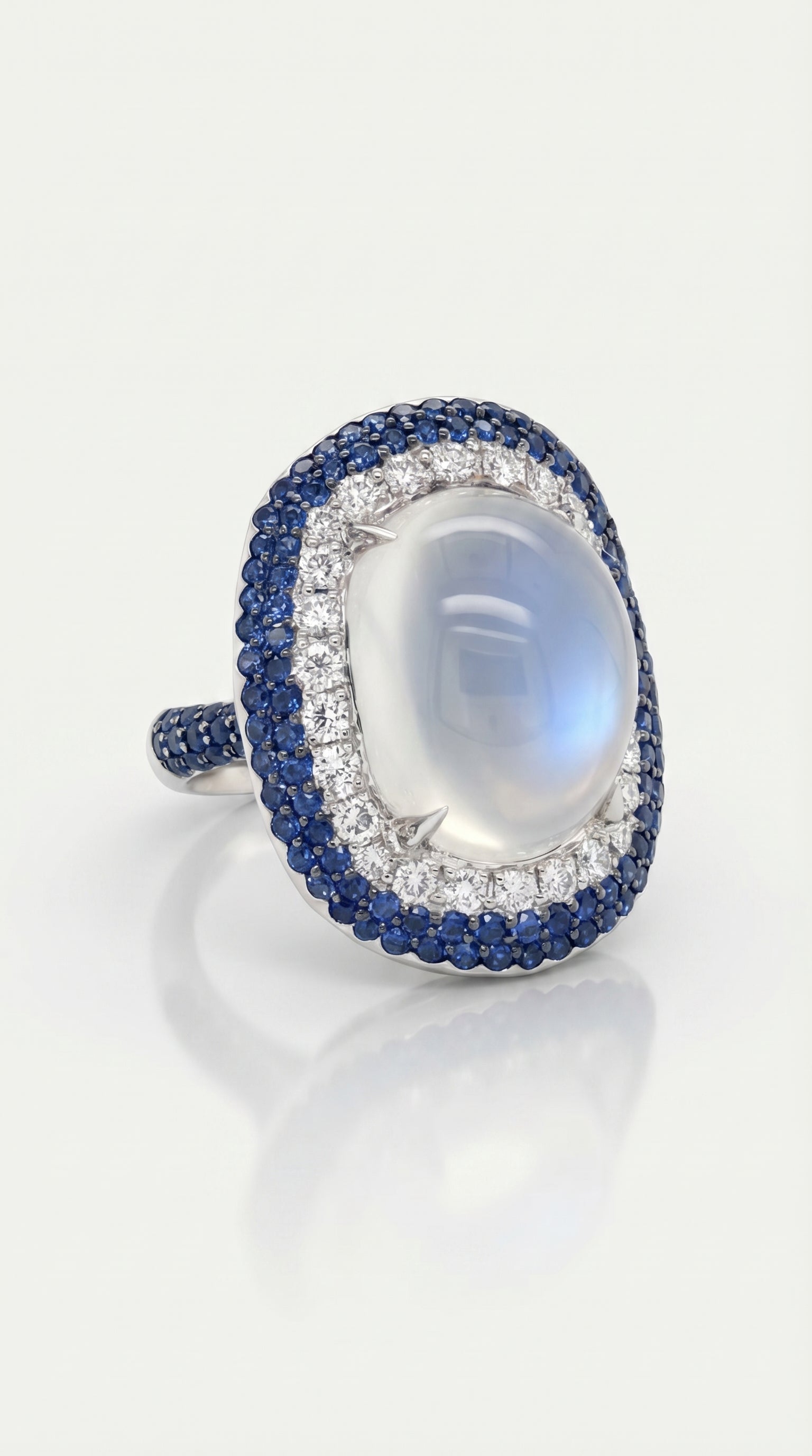 Moonstone Sapphire & Diamond Ring