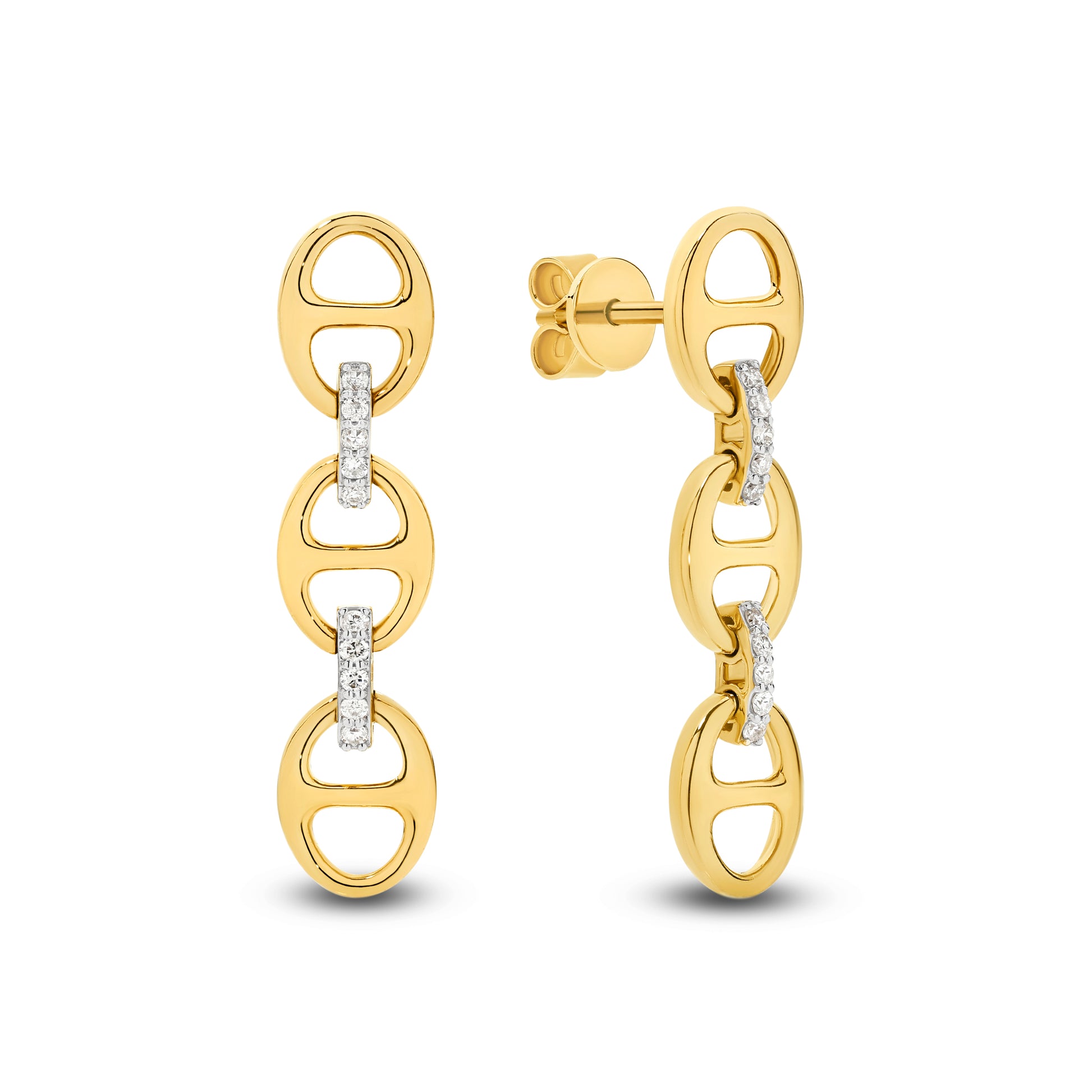 Anchor Gold Links Diamond Earrings