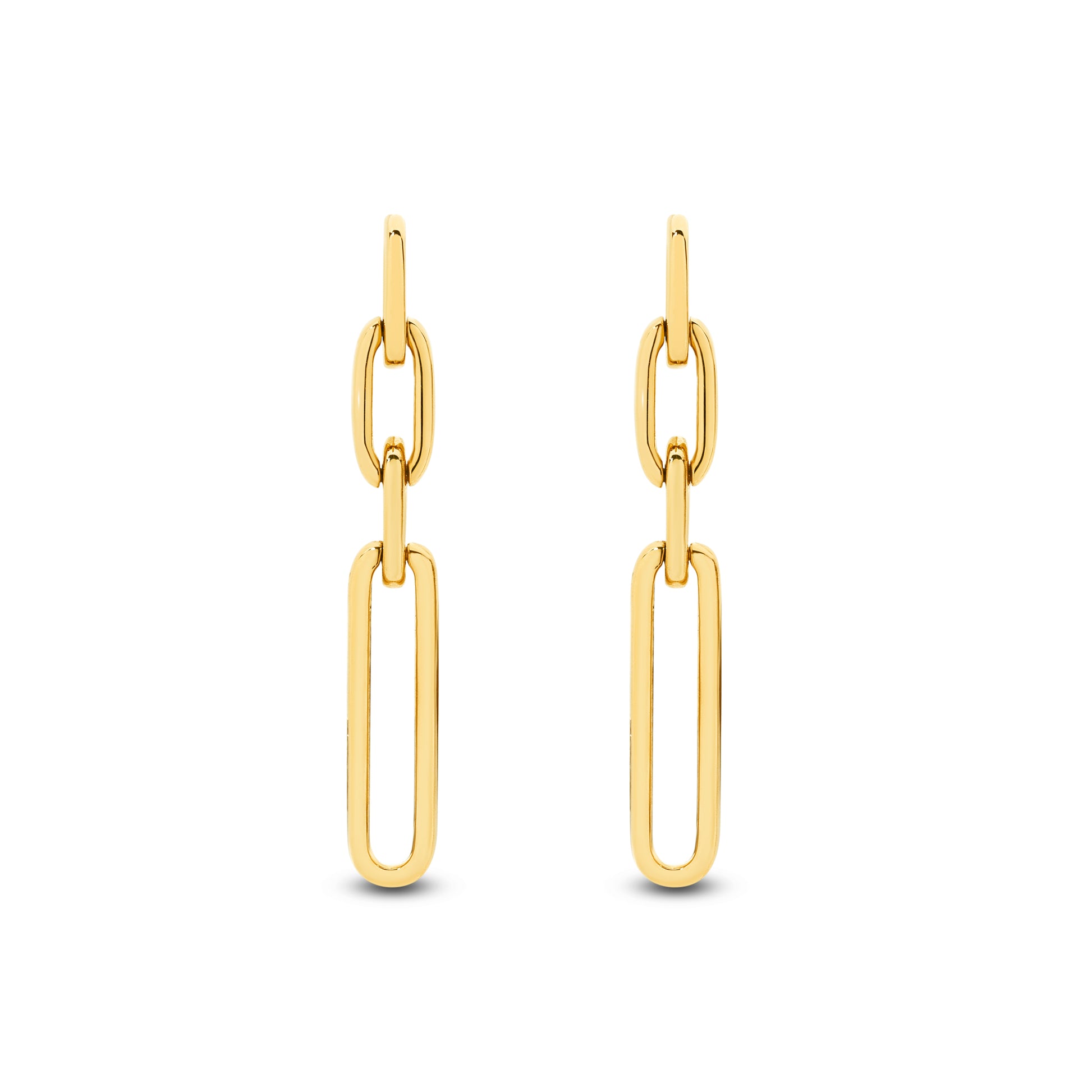 Paper Clip Oval Links Gold Earrings