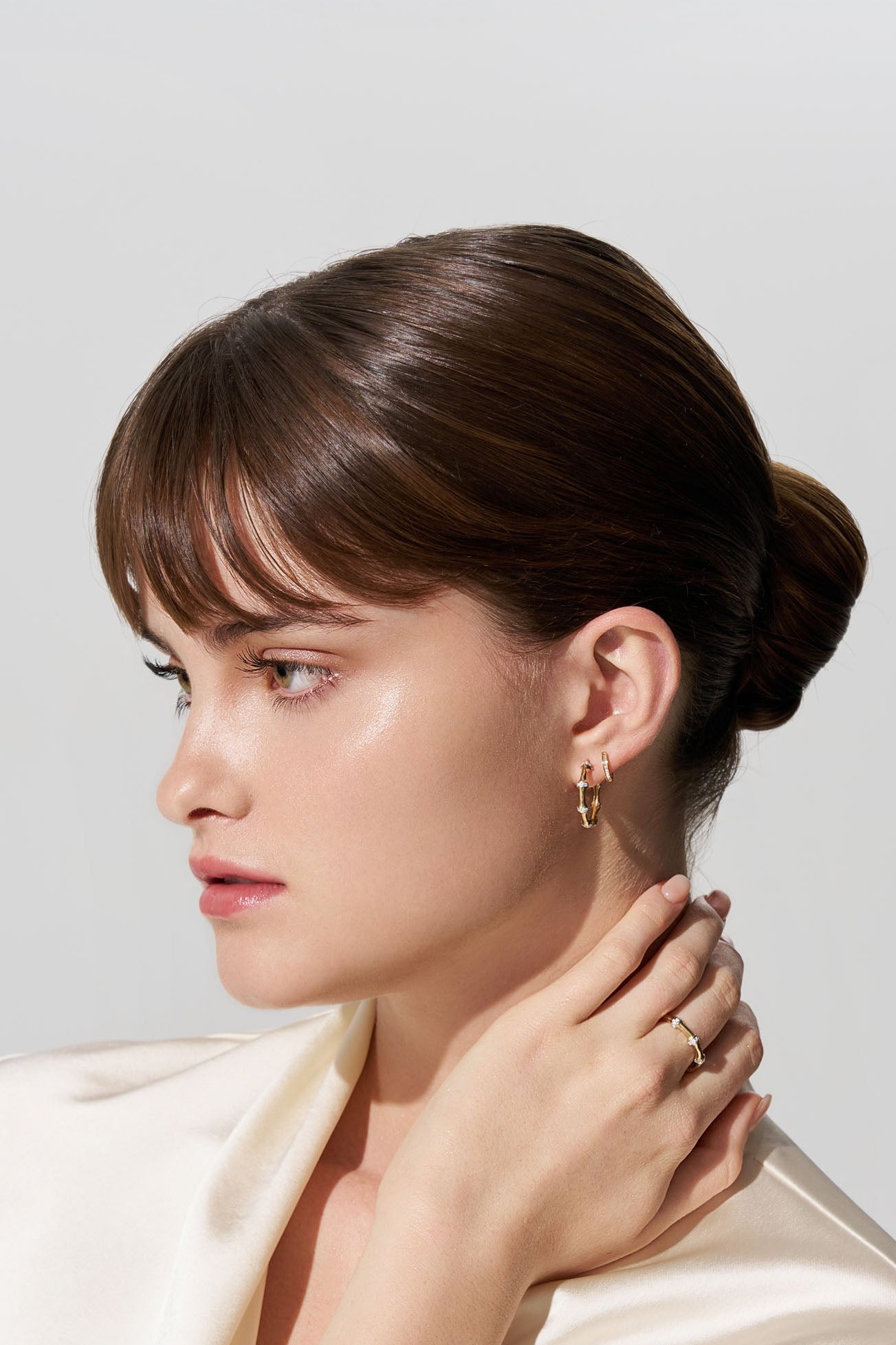 Bamboo Diamond Hoop Earrings
