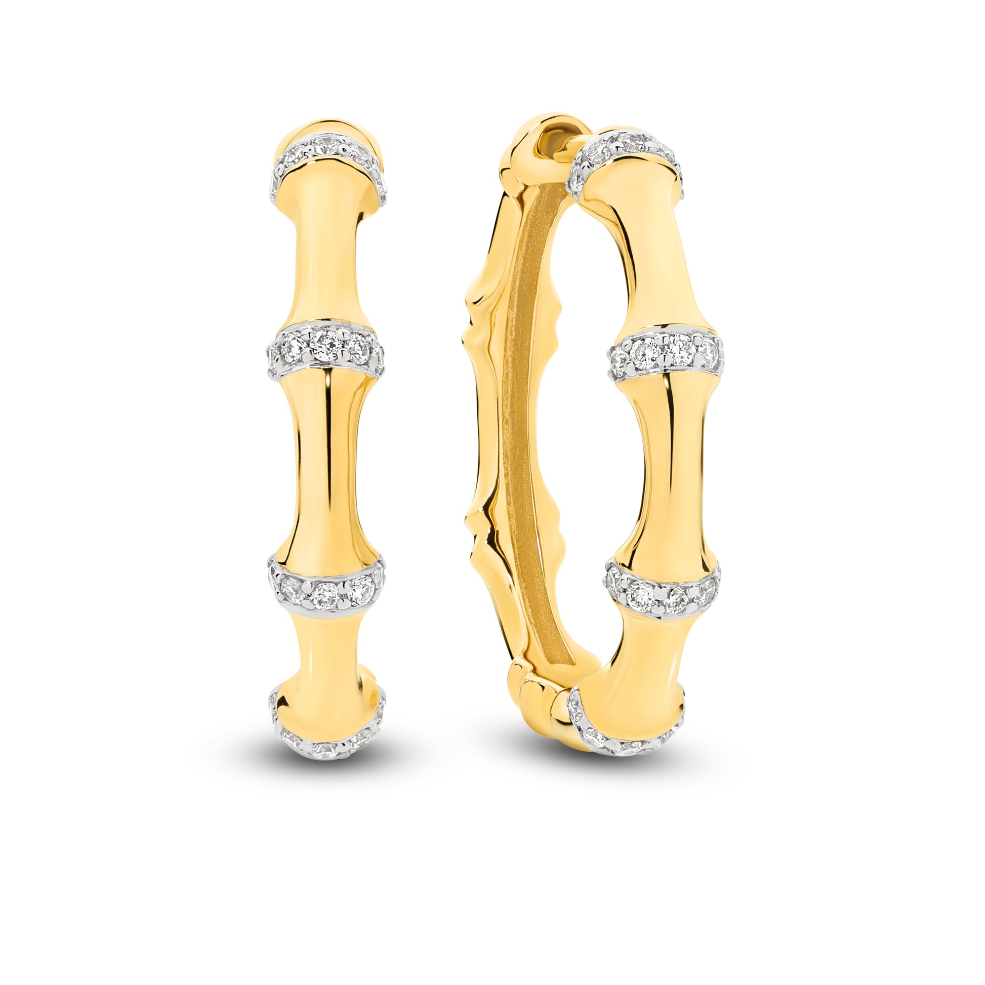 Bamboo Diamond Hoop Earrings