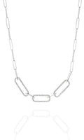 Paper Clip Oval Links Diamond Necklace
