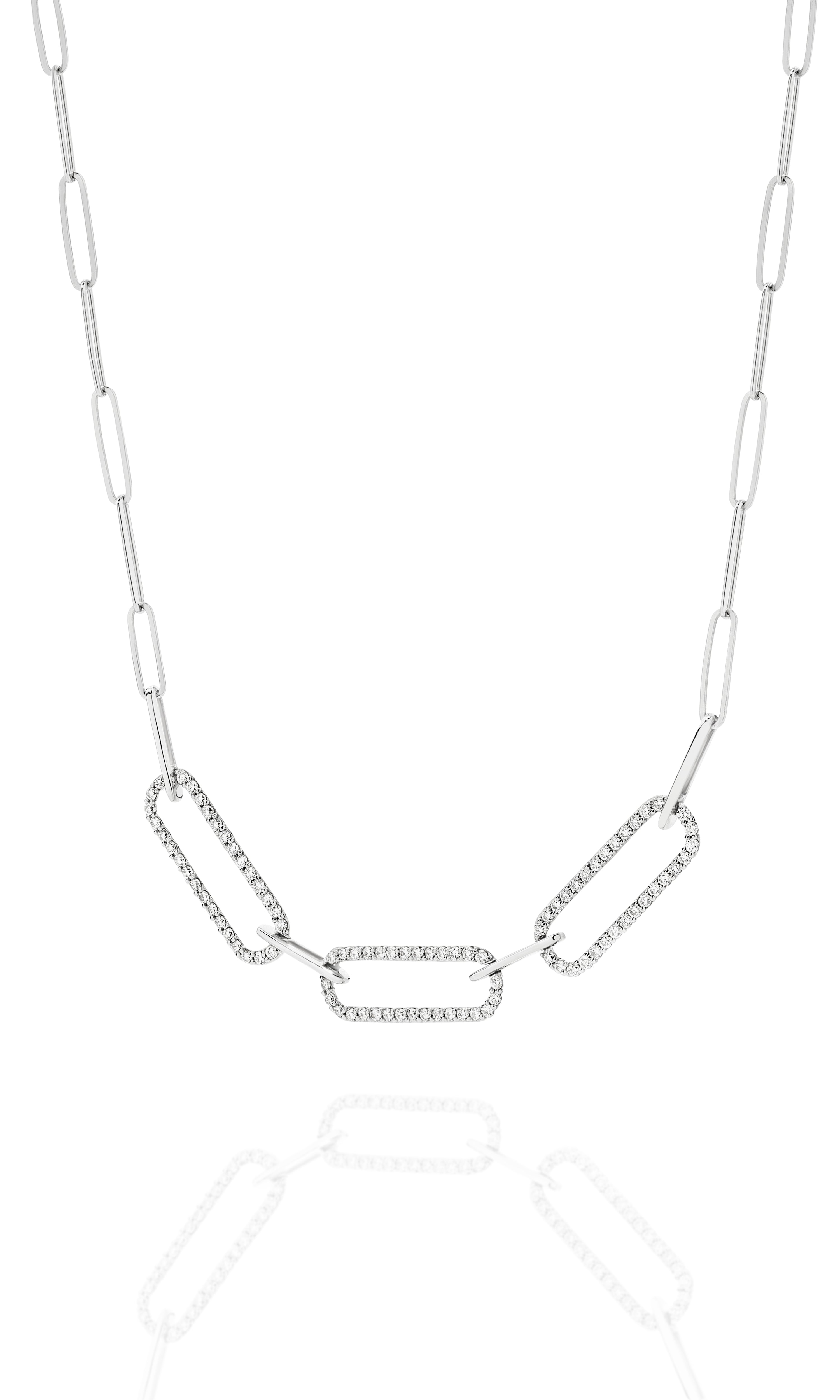 Paper Clip Oval Links Diamond Necklace