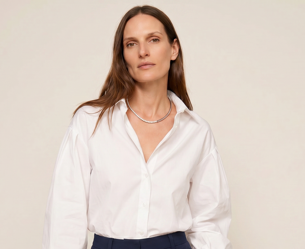 Pure Line - Half Tennis Half Omega Necklace, view 2 — Levendi Jewellers