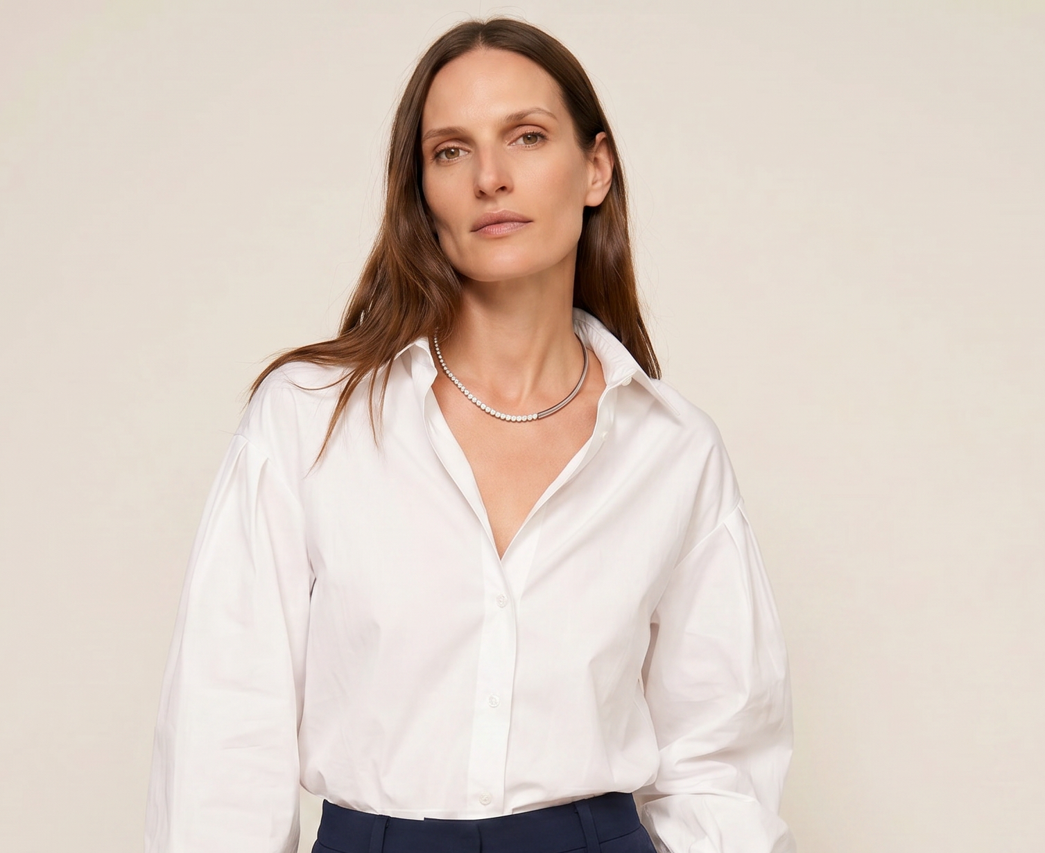 Pure Line - Half Tennis Half Omega Necklace