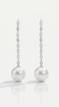 Symphony of Diamonds Drop Australian South Sea Pearl Earrings