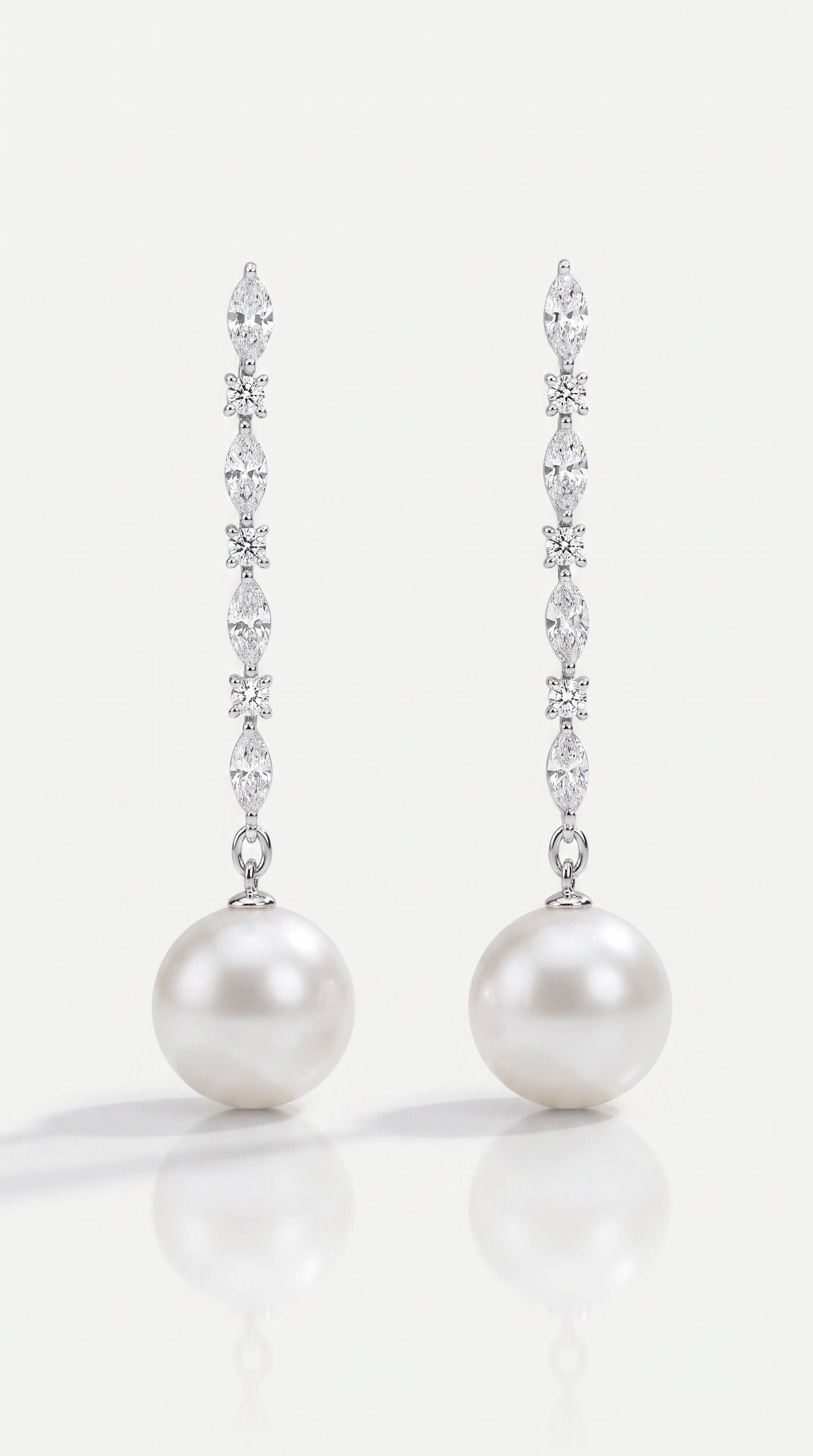 Symphony of Diamonds Drop Australian South Sea Pearl Earrings