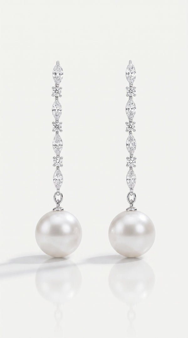 Symphony of Diamonds Drop Australian South Sea Pearl Earrings — Levendi Jewellers