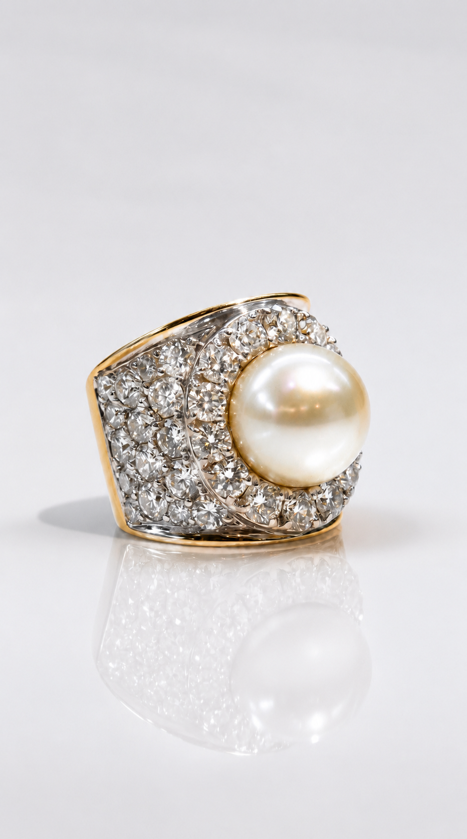 Australian South Sea Pearl & 5.28ct Wide Diamond Ring — Levendi Jewellers